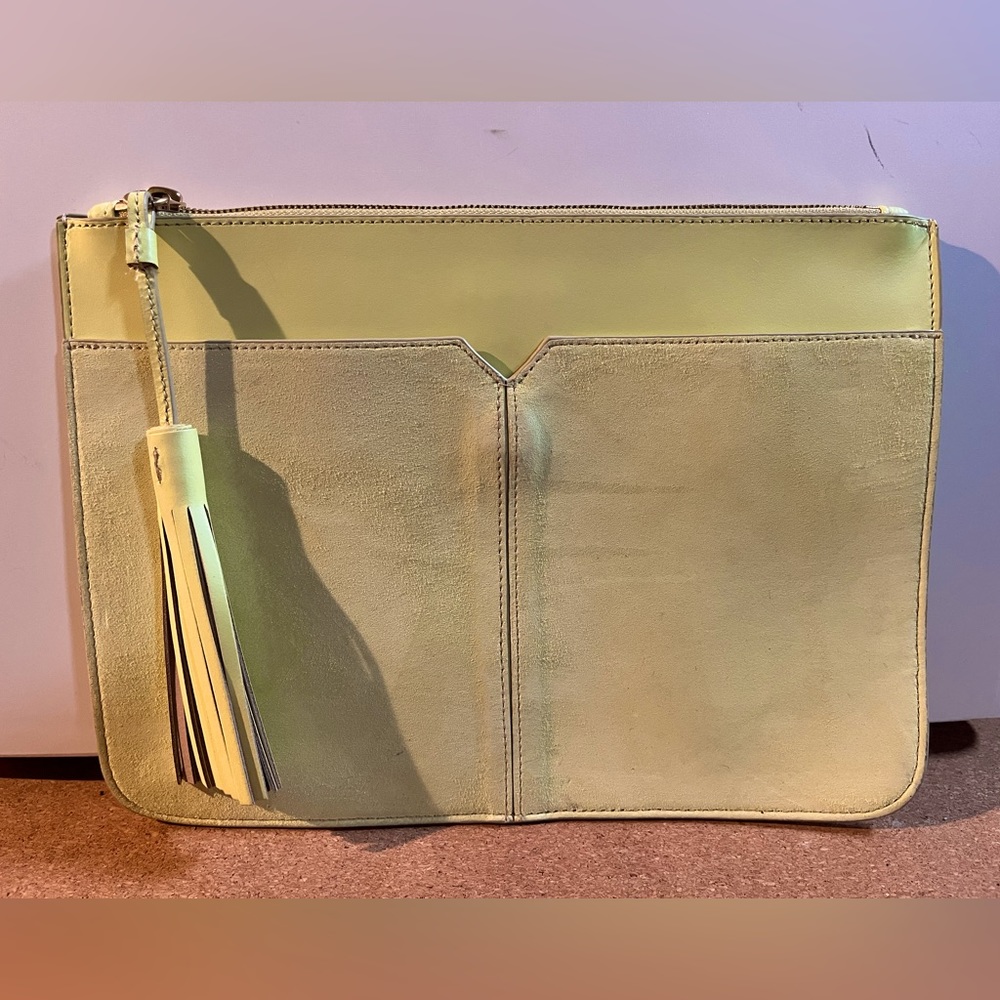 J Crew yellow leather clutch